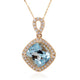 2.78ct Aquamarine pendant with 0.21tct diamonds set in 14K yellow gold