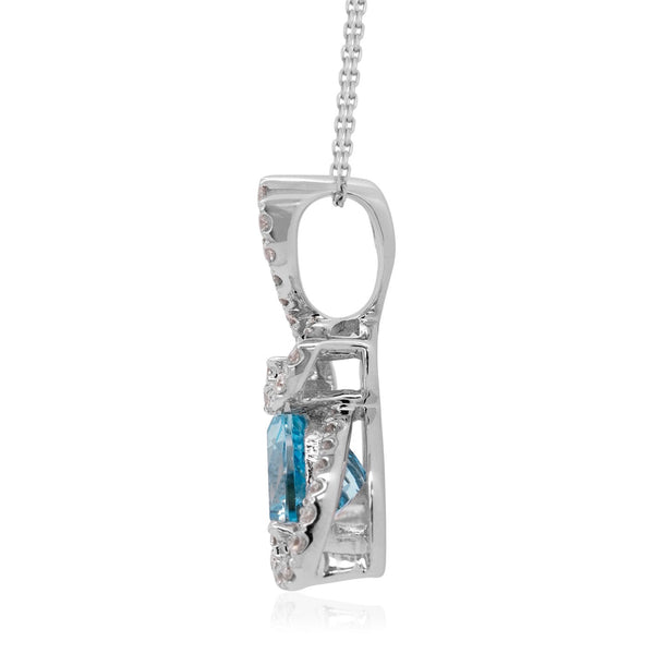 1.17ct Aquamarine pendant with 0.26tct diamonds set in 14K white gold