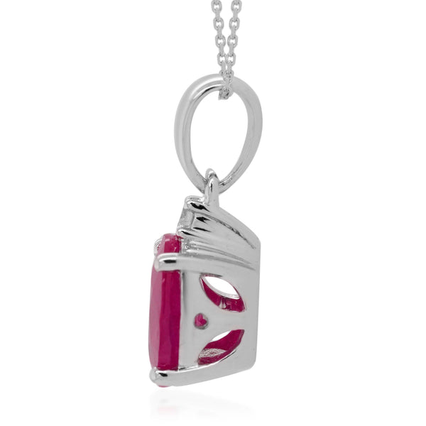 1.93ct Ruby pendant with 0.03tct diamonds set in 14K white gold