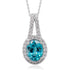 2.97ct Blue Zircon Pendant With 0.30tct Diamonds Set In 14kt White Gold