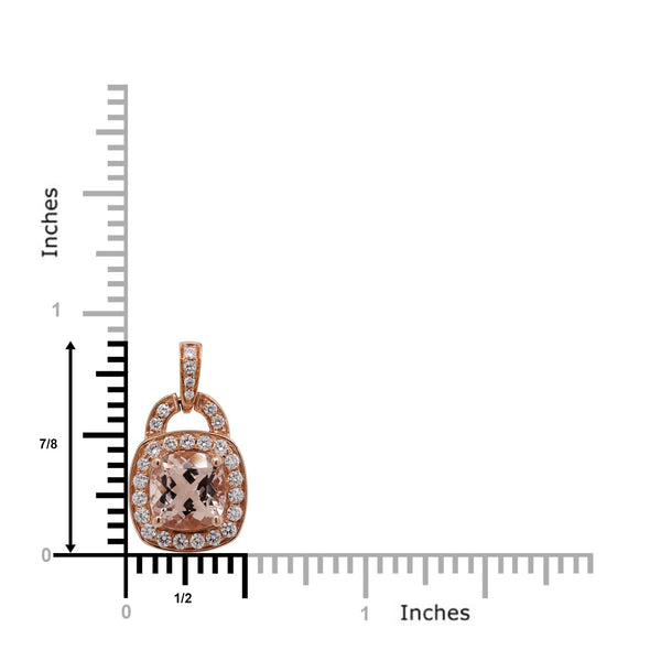 2.18ct Morganite Pendant With 0.39tct Diamonds Set In 14kt Rose Gold