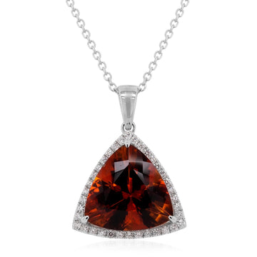 11.13ct Mandarin Garnet pendant with 0.49tct dimonds set in 14K white gold