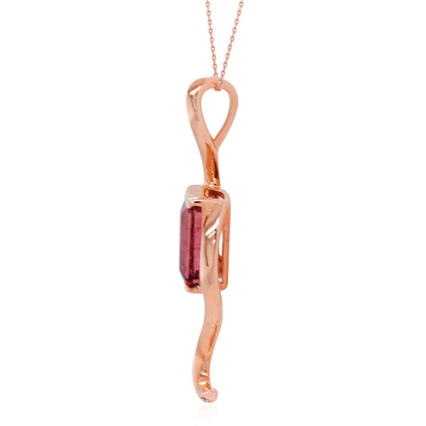 3.49ct Tourmaline pendant with 0.32tct diamonds set in 14K rose gold