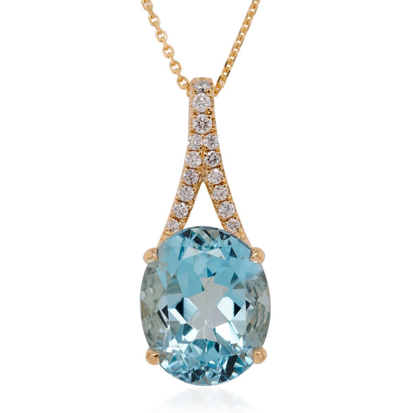 4.46ct Aquamarine pendant with 0.13tct diamonds set in 14K white gold