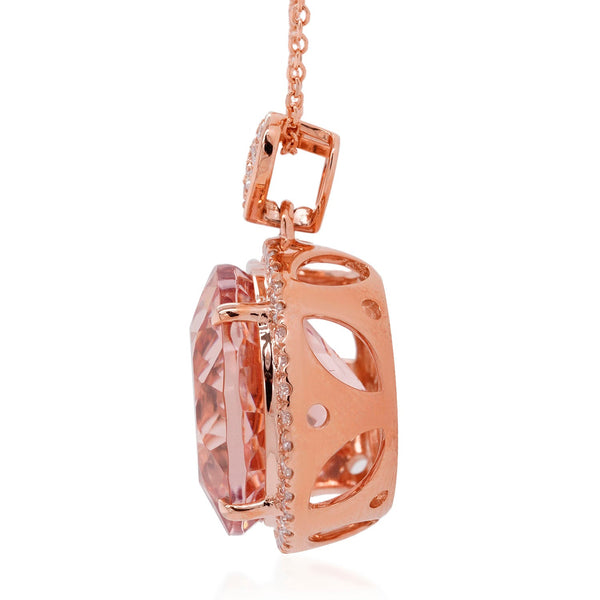 13.98ct Morganite Necklaces with 0.48tct diamonds set in 14K rose gold