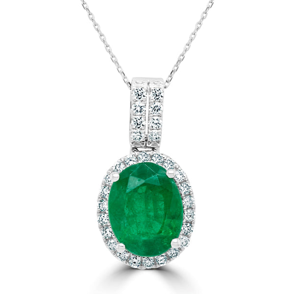 1.78Ct Emerald Pendant Set In 14K White Gold