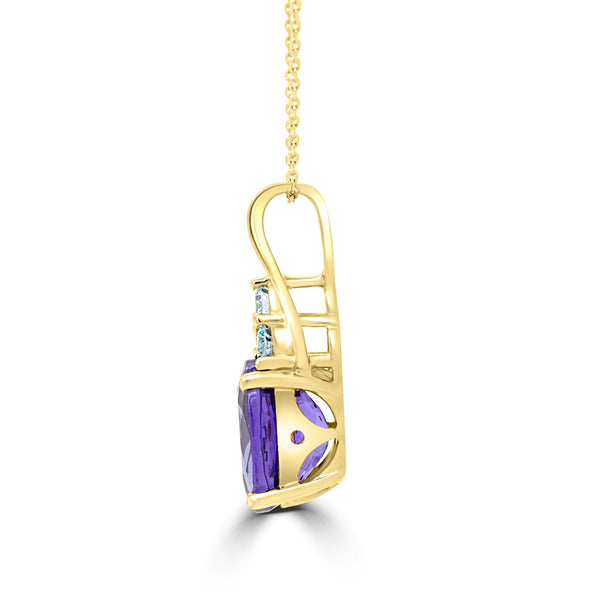 3.08Ct Tanzanite Pendant With 0.18Tct Diamonds Set In 14K Yellow Gold