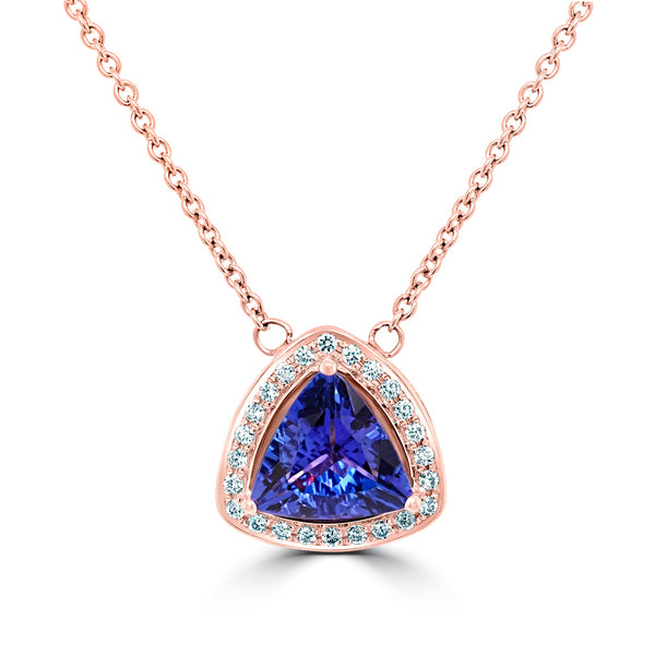 1.98Ct Tanzanite Necklace With 0.17Tct Diamonds Set In 14K Rose Gold