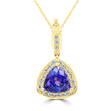2.68Ct Tanzanite Pendant With 0.31Tct Diamonds Set In 14K Yellow Gold