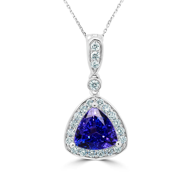 2.37Ct Tanzanite Pendant With 0.44Tct Diamonds Set In 14K White Gold