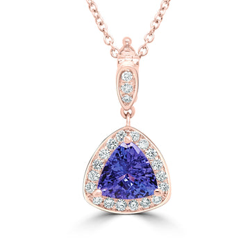 1.92ct Tanzanite Pendant with 0.41ct Diamonds set in 14K Rose Gold