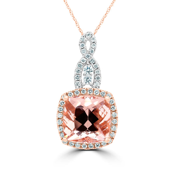 6.42Ct Morganite Pendant With 0.53Tct Diamonds Set In 14K Two Tone Gold