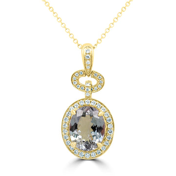 3.69Ct Green Tsavorite Pendant With 0.36Tct Diamonds Set In 14K Yellow Gold