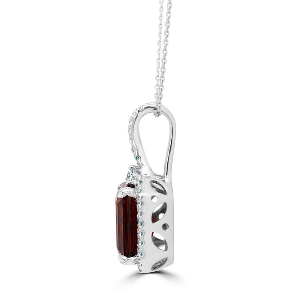 2.90Ct Tourmaline Pendant With 0.18Tct Diamonds Set In 14K White Gold