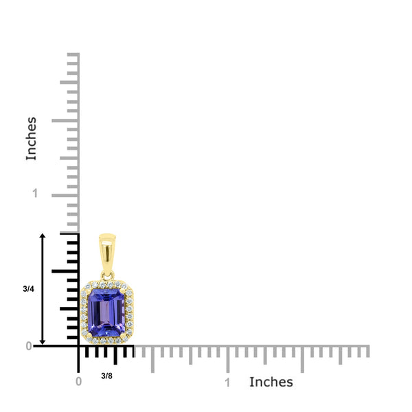 2.30Ct Tanzanite Pendant With 0.18Tct Diamonds Set In 14K Yellow Gold