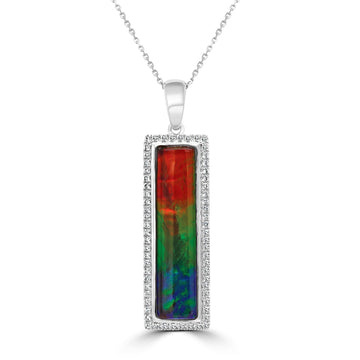 4.63ct Amolite Pendant with 0.25ct Diamonds set in 14K White Gold