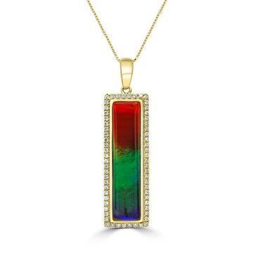 4.87ct Amolite Pendant with 0.25ct Diamonds set in 14K Yellow Gold