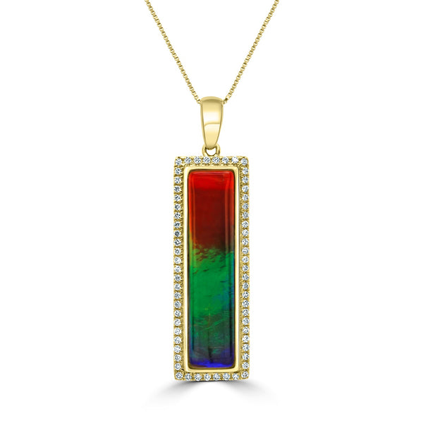 4.87ct Amolite Pendant with 0.25ct Diamonds set in 14K Yellow Gold