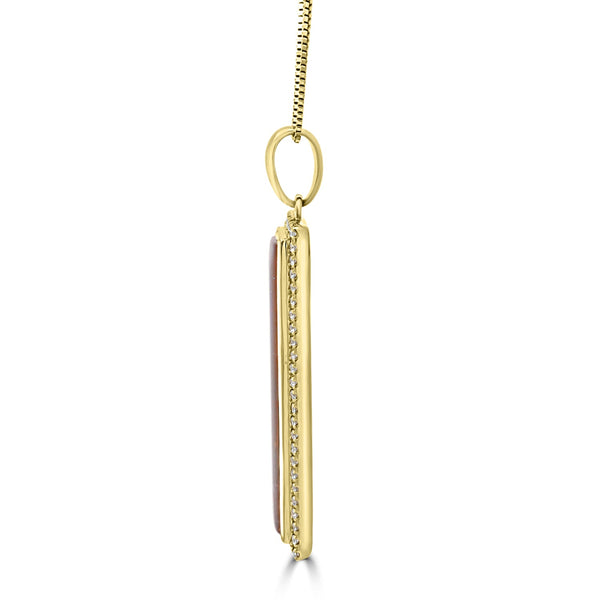 4.87ct Amolite Pendant with 0.25ct Diamonds set in 14K Yellow Gold