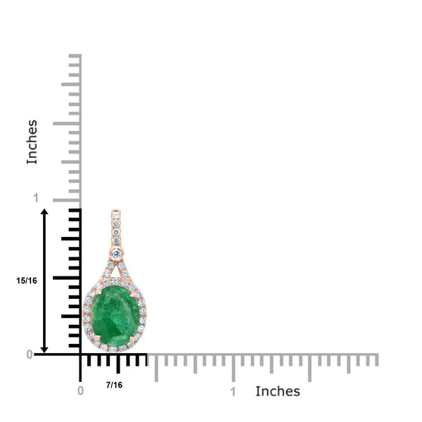 2.94Ct Emerald Pendant With 0.38Tct Diamonds Set In 14K Rose Gold