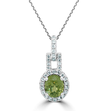 1.03Ct Demantoid Garnet Pendant With 0.19Tct Diamonds Set In 14K Yellow Gold