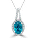 4.67Ct Blue Zircon Pendant With 0.26Tct Diamonds Set In 14K White Gold
