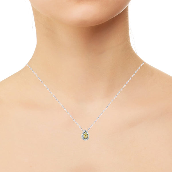 0.20Tct Yellow Diamond Pendant With 0.28Tct Accent Diamonds Set In 18K Two Tone Gold