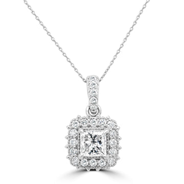 0.73Ct Diamond Pendant With 0.30Tct Diamond Accents Set In 14K White Gold