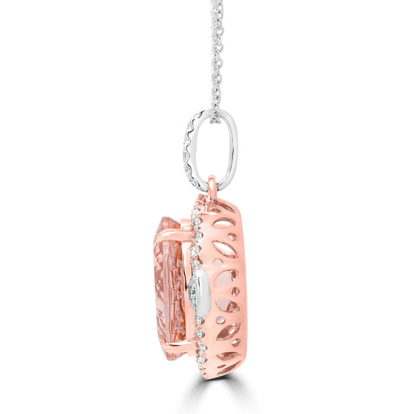 9.84Ct Morganite Pendant With 0.32Tct Diamonds Set In 14K Two Tone Gold