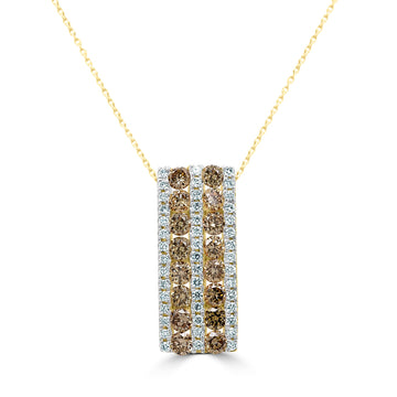 0.95Tct Diamond Pendant With 0.30Tct Accent Diamonds Set In 14K Yellow Gold