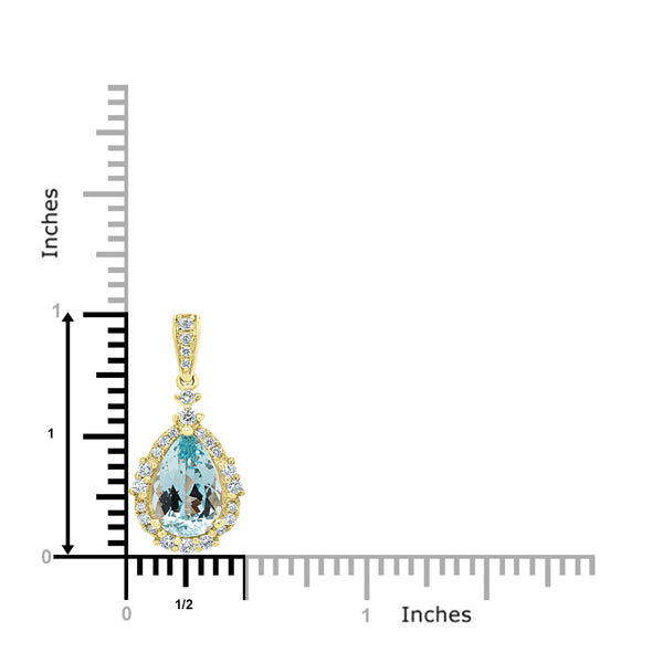 2.51ct Aquamarine Pendant with 0.35ct Diamonds set in 14K Yellow Gold