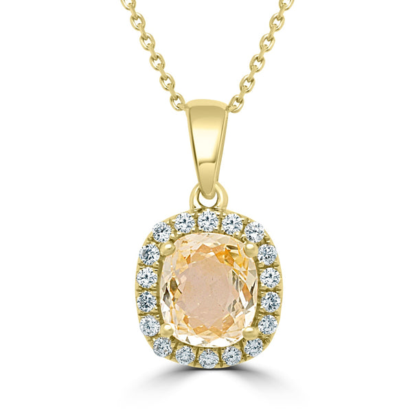 1.30ct Sapphire Pendant with 0.15ct Diamonds set in 14K Yellow Gold