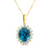 10.60Ct Blue Zircon Pendant With 0.69Tct Diamonds Set In 14K Yellow Gold