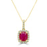 1.30Ct Ruby Pendant With 0.17Tct Diamonds Set In 14K Yellow Gold