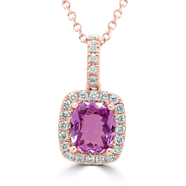 1.06ct Sapphire Pendant with 0.19ct Diamonds set in 14K Rose Gold