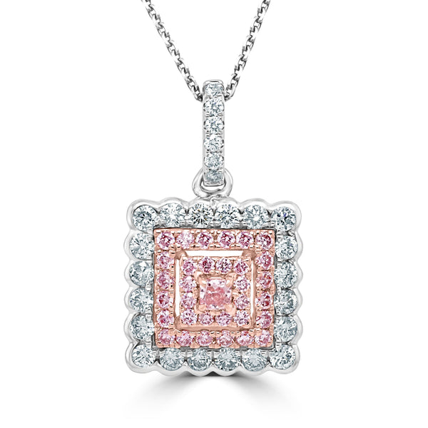 0.06ct Pink Diamond Pendant with 0.7ct Diamonds set in 14K Two Tone