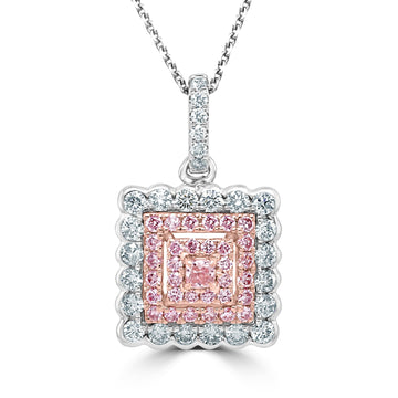 0.06ct Pink Diamond Pendant with 0.7ct Diamonds set in 14K Two Tone
