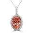 9.66Ct Pink Zircon Pendant With 0.30Tct Diamonds Set In 14K White Gold