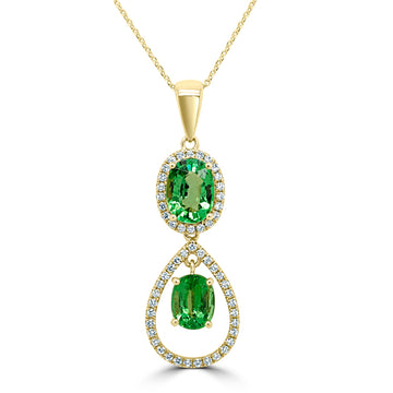 2.32Ct Tsavorite Pendant With 0.22Tct Diamonds Set In 14K Yellow Gold