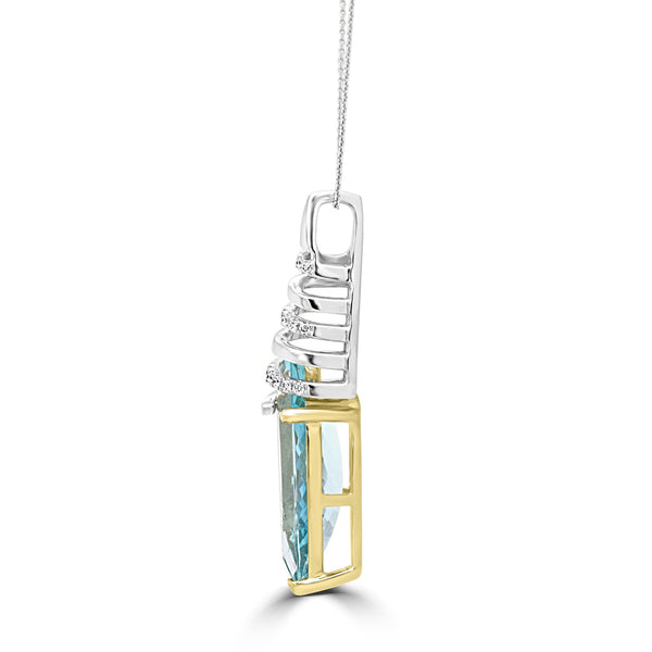 3.76Ct Aquamarine Pendant With 0.08Tct Diamonds Set In 14K Two Tone Gold