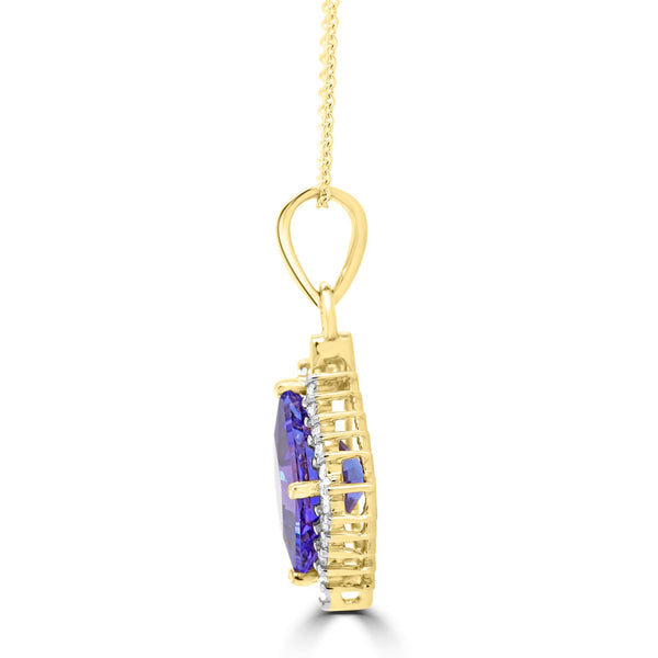 2.42Ct Tanzanite Pendant With 0.15Tct Diamonds Set In 14K Yellow Gold
