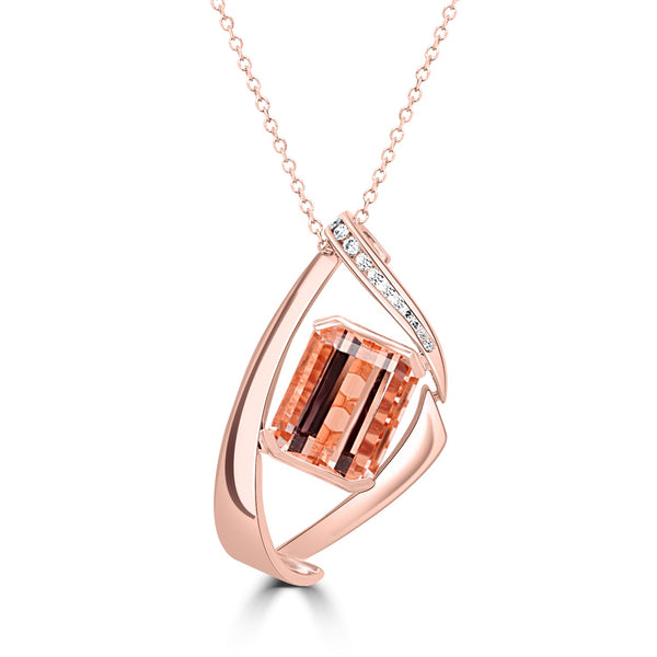 5.6ct Morganite Pendant with 0.11ct Diamonds set in 14K Rose Gold