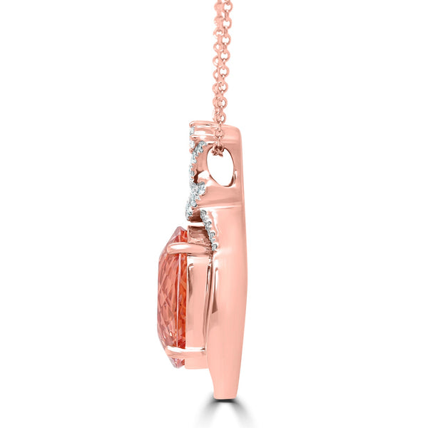 0.12Ct Morganite Pendant With 0.28Tct Diamonds Set In 14K Rose Gold