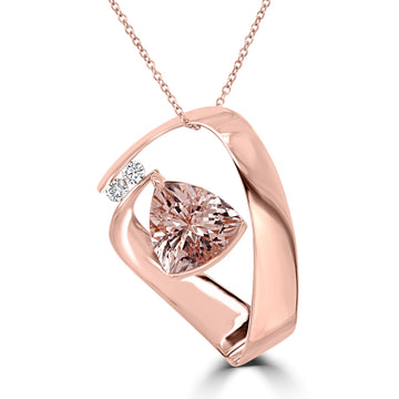 5.32Ct Morganite Pendant With 0.23Tct Diamonds Set In 14K Rose Gold