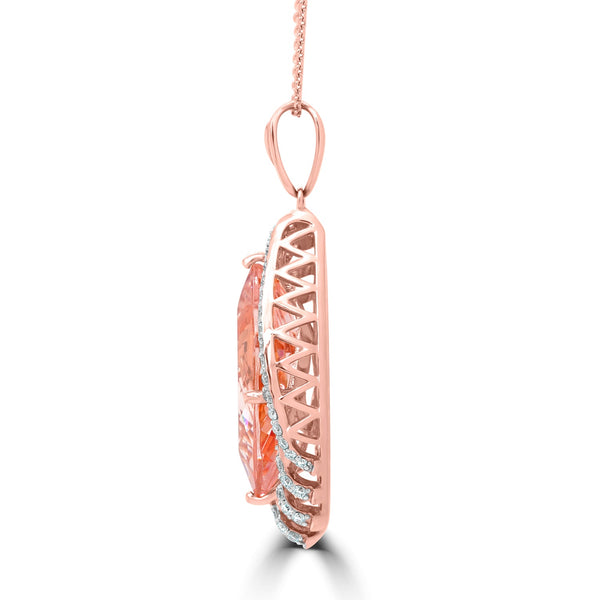 6.03Ct Morganite Pendant With 0.43Tct Diamonds Set In 14K Two Tone Gold