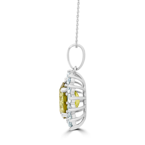 2.89Ct Sphene Pendant With 0.76Tct Diamonds Set In 14K White Gold