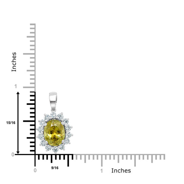 2.89Ct Sphene Pendant With 0.76Tct Diamonds Set In 14K White Gold