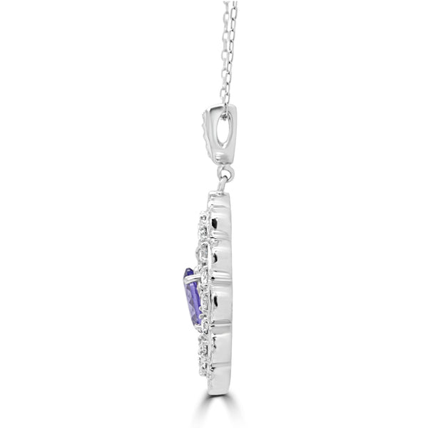 1.35Ct Tanzanite Pendant With 0.50Tct Diamonds Set In 14K White Gold