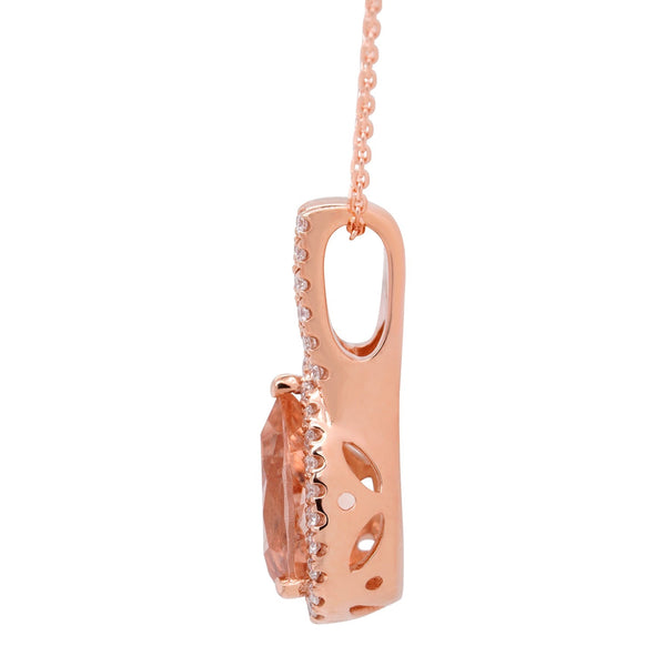 1.80ct Morganite Pendant With 0.22tct Diamonds Set In 14kt Rose Gold