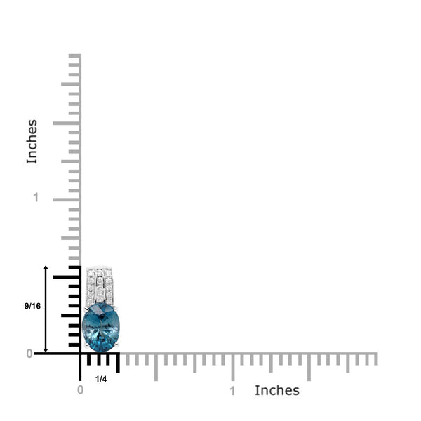 3.23ct Blue Zircon Pendant With 0.11tct Diamonds Set In 14kt White Gold